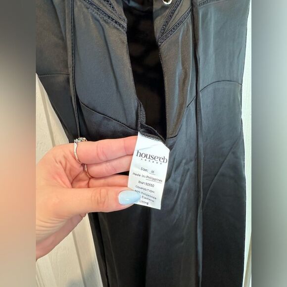 House of CB Anabella Dress—Long Black Formal Corset Tie Contemporary Chic - Picture 8 of 10